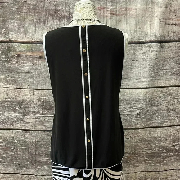 💙 Anne Klein Black and White Trim Top - Picture 3 of 5